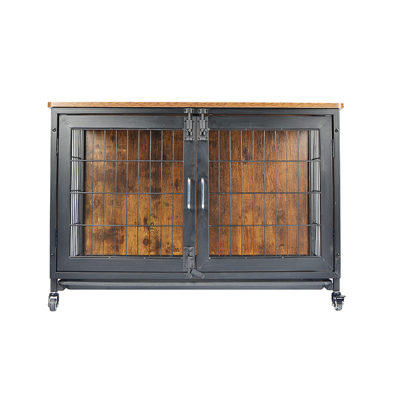 Dřevěný psí klec ve stylu nábytku s koly