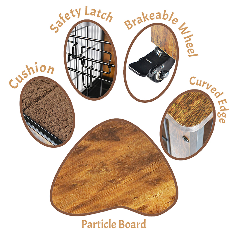 Vnitřní dřevěný nábytek ve stylu psí klece s polštářem a koly Vnitřní dřevěný nábytek ve stylu psí klece s polštářem a koly