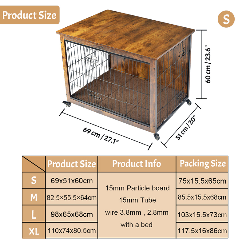 Vnitřní dřevěný nábytek ve stylu psí klece s polštářem a koly Vnitřní dřevěný nábytek ve stylu psí klece s polštářem a koly