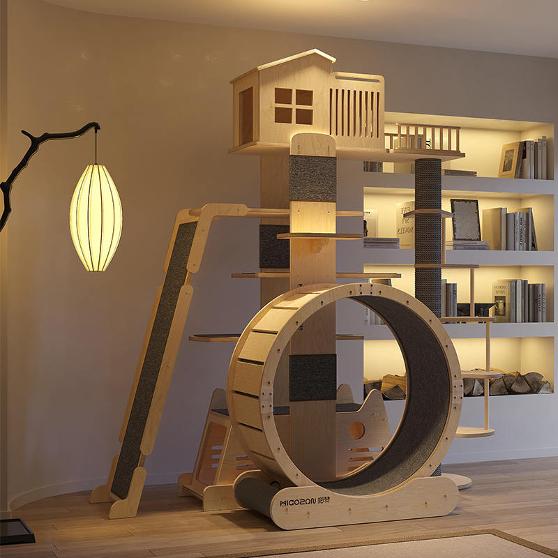 Villa z masivního dřeva víceúrovňová věž Velká kočičí strom lezení Villa z masivního dřeva víceúrovňová věž Velká kočičí strom lezení
