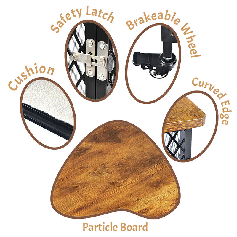 Nábytek Styl Velká dřevěná psí klece s koly a polštářem Nábytek Styl Velká dřevěná psí klece s koly a polštářem