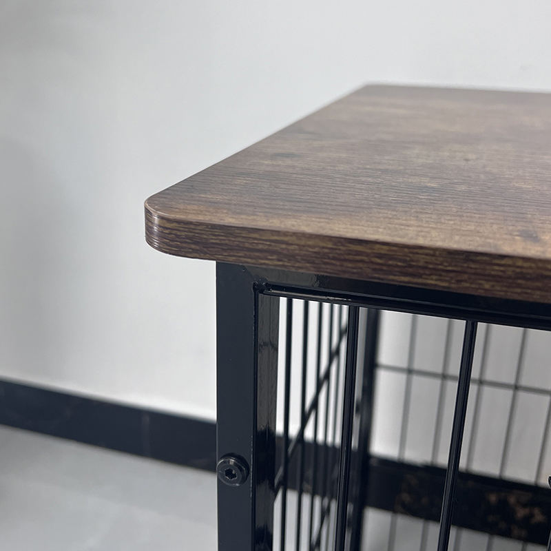 Velký dřevěný nábytek psí klec s odnímatelným podnosem Velký dřevěný nábytek psí klec s odnímatelným podnosem