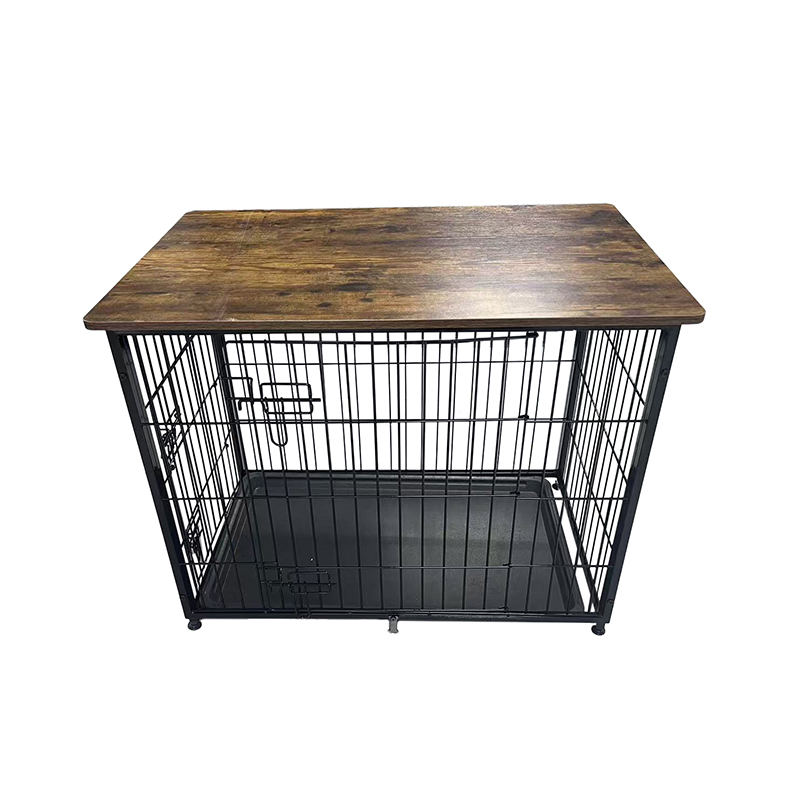 Velký dřevěný nábytek psí klec s odnímatelným podnosem Velký dřevěný nábytek psí klec s odnímatelným podnosem