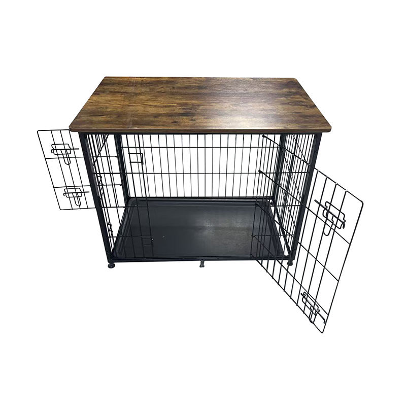 Velký dřevěný nábytek psí klec s odnímatelným podnosem Velký dřevěný nábytek psí klec s odnímatelným podnosem