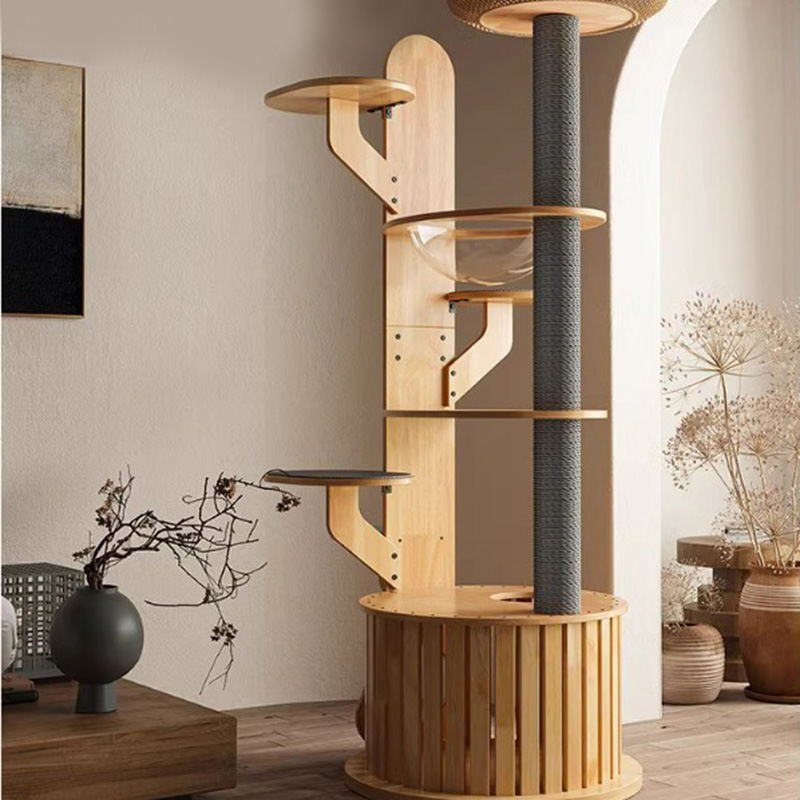 Kaktusový tvar dřevěné lezení rámeček pevný kočičí strom s kosmickou kapsli Kaktusový tvar dřevěné lezení rámeček pevný kočičí strom s kosmickou kapsli