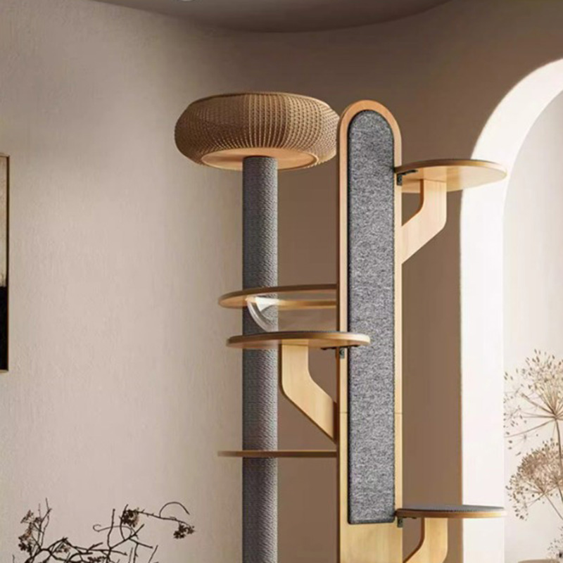 Kaktusový tvar dřevěné lezení rámeček pevný kočičí strom s kosmickou kapsli Kaktusový tvar dřevěné lezení rámeček pevný kočičí strom s kosmickou kapsli