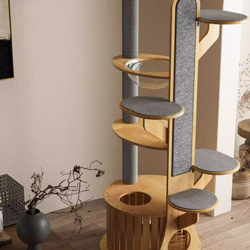 Kaktusový tvar dřevěné lezení rámeček pevný kočičí strom s kosmickou kapsli Kaktusový tvar dřevěné lezení rámeček pevný kočičí strom s kosmickou kapsli