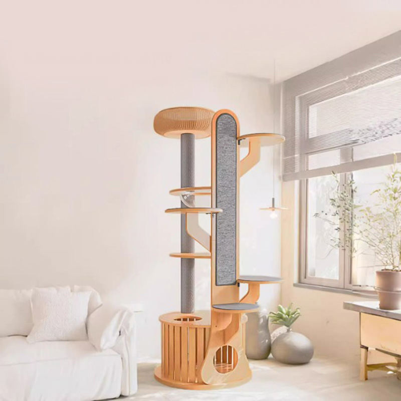 Kaktusový tvar dřevěné lezení rámeček pevný kočičí strom s kosmickou kapsli Kaktusový tvar dřevěné lezení rámeček pevný kočičí strom s kosmickou kapsli