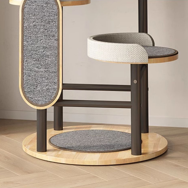 Gumové dřevo a ocelová věž kočky lezení stromu Gumové dřevo a ocelová věž kočky lezení stromu