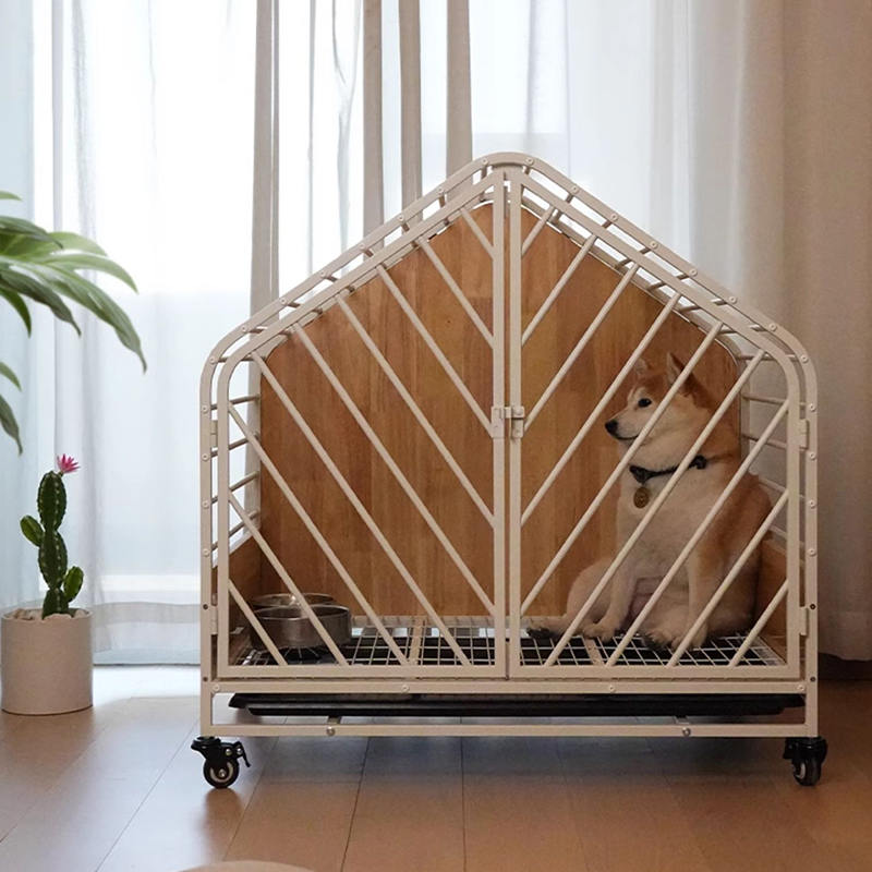 Velká dřevěná ocelová vnitřní psí klece Velká dřevěná ocelová vnitřní psí klece