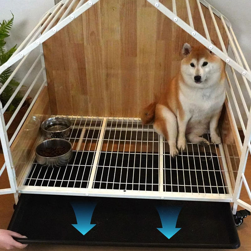 Velká dřevěná ocelová vnitřní psí klece Velká dřevěná ocelová vnitřní psí klece
