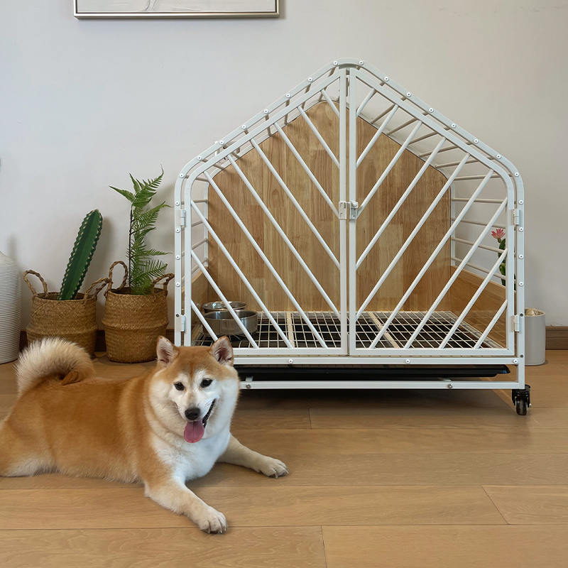 Velká dřevěná ocelová vnitřní psí klece Velká dřevěná ocelová vnitřní psí klece