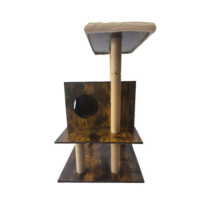 Dřevěná věž kočičí dům Sisal Poškrábající sloupky