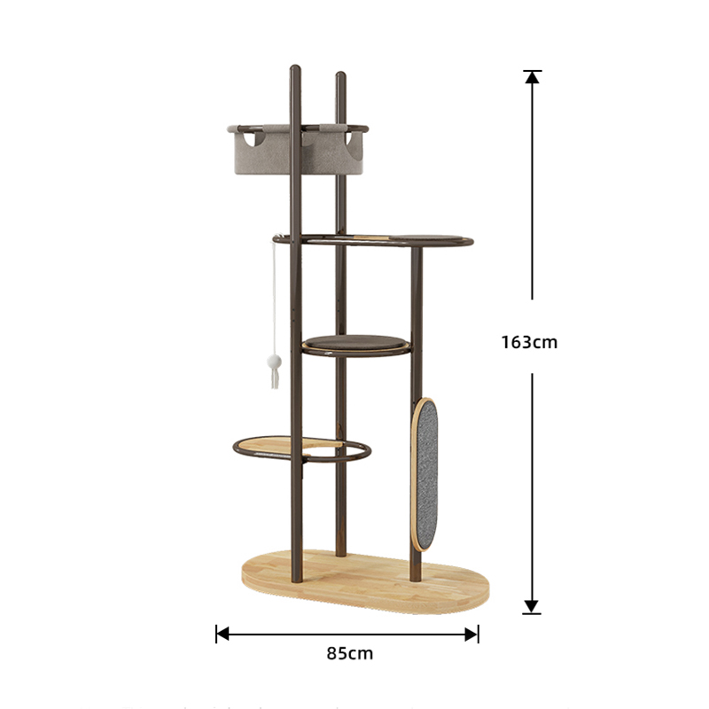 Podlaha ke stropu Vysoká vnitřní gumová dřevěná kočičí továr byt se spacím košem Podlaha ke stropu Vysoká vnitřní gumová dřevěná kočičí továr byt se spacím košem