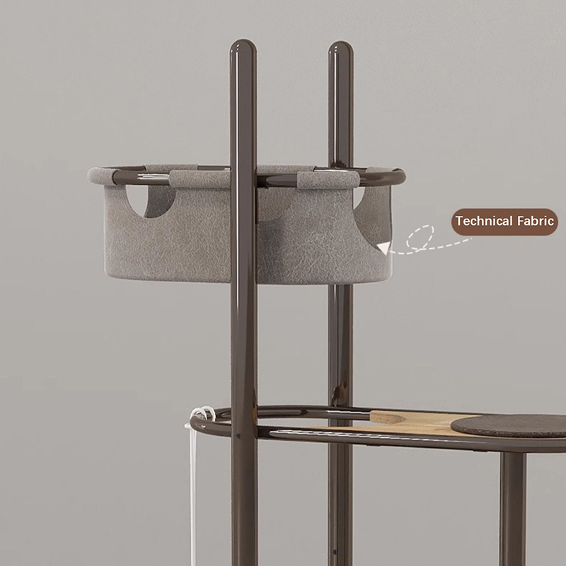 Podlaha ke stropu Vysoká vnitřní gumová dřevěná kočičí továr byt se spacím košem Podlaha ke stropu Vysoká vnitřní gumová dřevěná kočičí továr byt se spacím košem