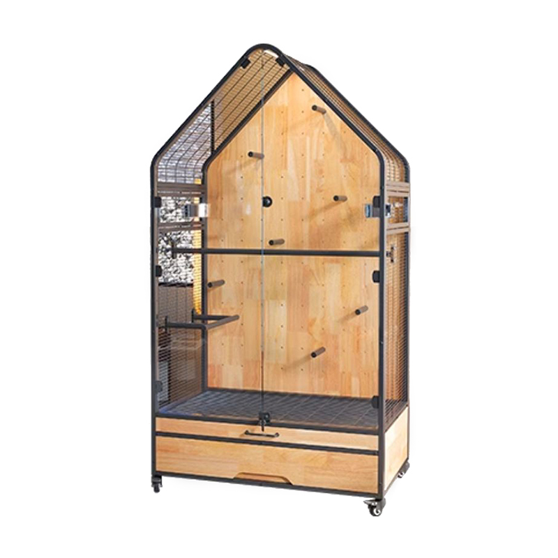 Dřevěná a ocelářská klec velká odnímatelná diy vila papouška ptáka chov klece s koly