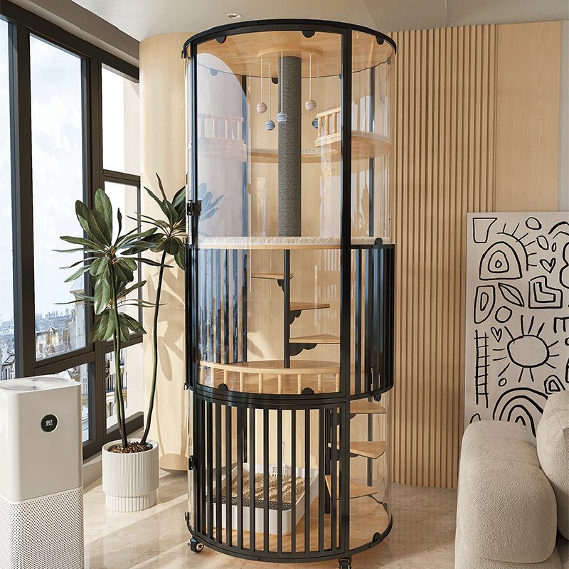 Panoramic Large Indoor Villa Wooden Cat Cage Tower Enclosure Cabinet Panoramic Large Indoor Villa Wooden Cat Cage Tower Enclosure Cabinet