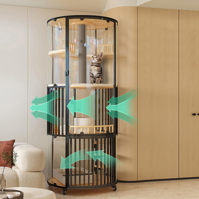 Panoramic Large Indoor Villa Wooden Cat Cage Tower Enclosure Cabinet Panoramic Large Indoor Villa Wooden Cat Cage Tower Enclosure Cabinet