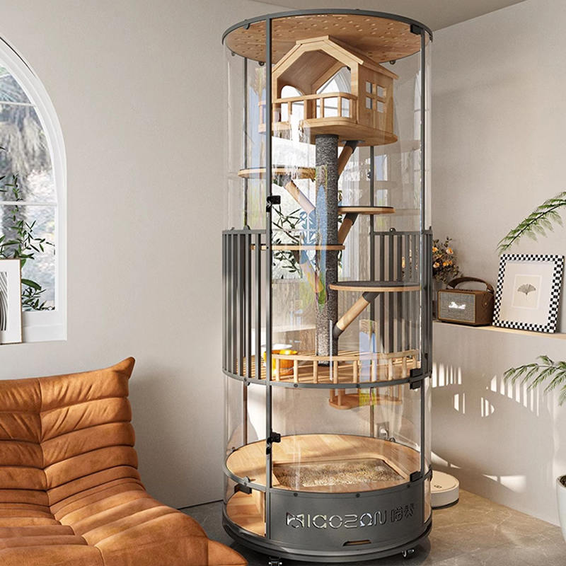 Panoramic Large Indoor Villa Wooden Cat Cage Tower Enclosure Cabinet Panoramic Large Indoor Villa Wooden Cat Cage Tower Enclosure Cabinet