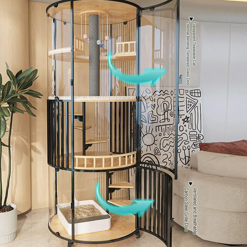 Panoramic Large Indoor Villa Wooden Cat Cage Tower Enclosure Cabinet Panoramic Large Indoor Villa Wooden Cat Cage Tower Enclosure Cabinet