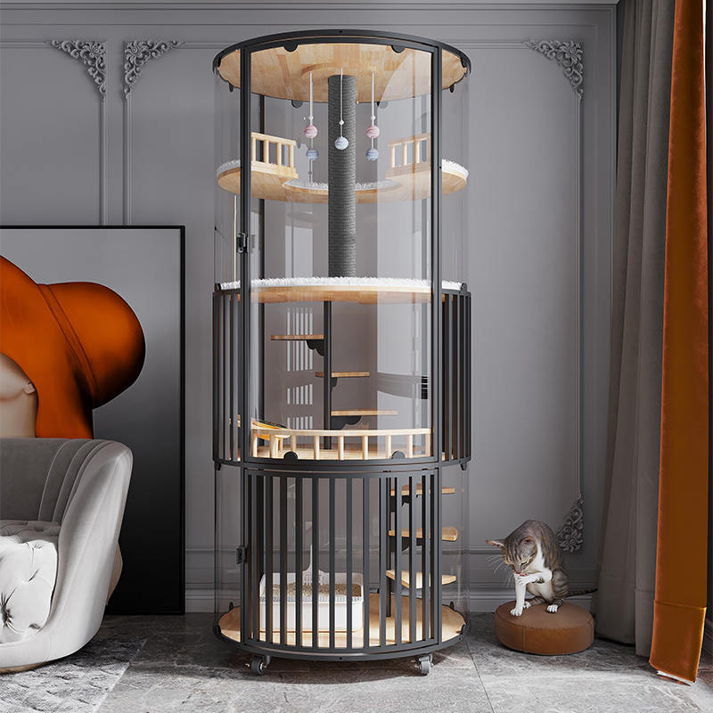 Panoramic Large Indoor Villa Wooden Cat Cage Tower Enclosure Cabinet Panoramic Large Indoor Villa Wooden Cat Cage Tower Enclosure Cabinet