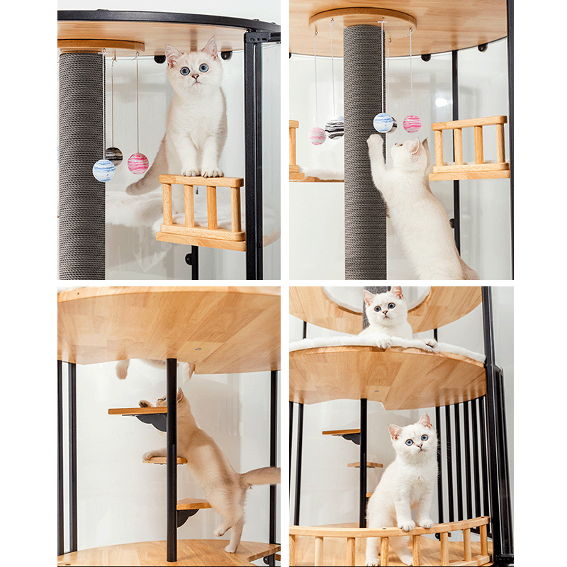 Panoramic Large Indoor Villa Wooden Cat Cage Tower Enclosure Cabinet Panoramic Large Indoor Villa Wooden Cat Cage Tower Enclosure Cabinet