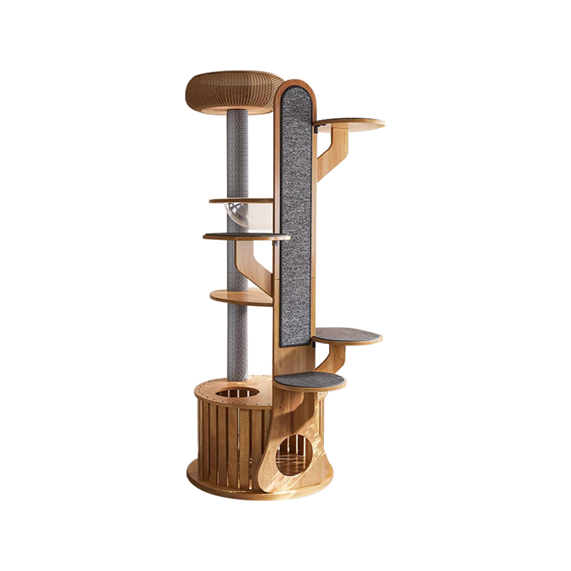 Kaktusový tvar dřevěné lezení rámeček pevný kočičí strom s kosmickou kapsli