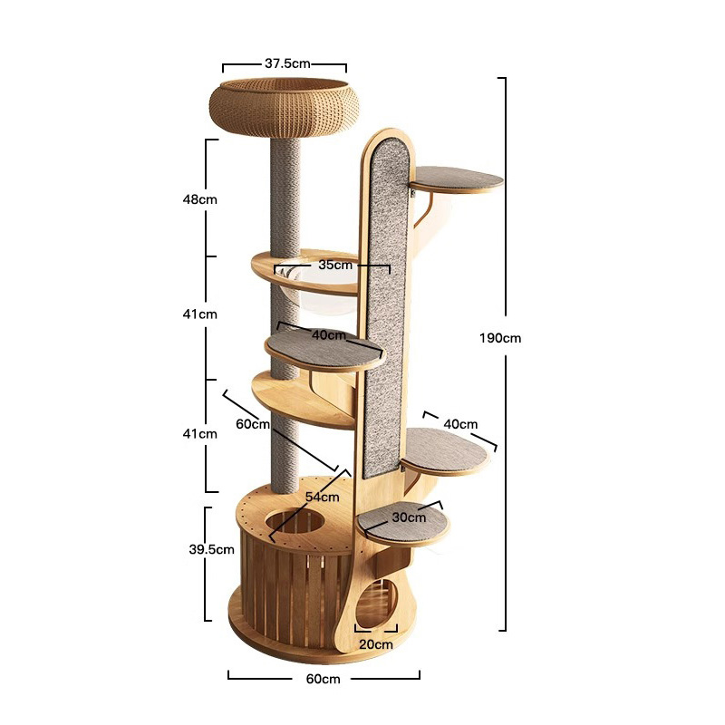 Kaktusový tvar dřevěné lezení rámeček pevný kočičí strom s kosmickou kapsli Kaktusový tvar dřevěné lezení rámeček pevný kočičí strom s kosmickou kapsli