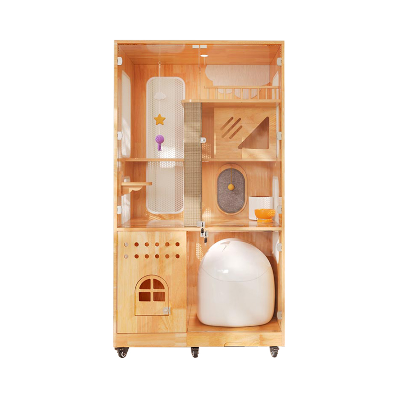 Panoramatická vnitřní vila klece na pevné dřevo kočičí dům