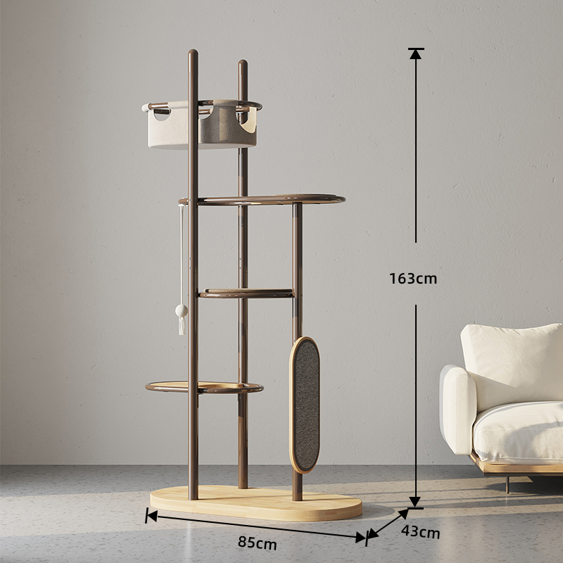 Podlaha ke stropu Vysoká vnitřní gumová dřevěná kočičí továr byt se spacím košem Podlaha ke stropu Vysoká vnitřní gumová dřevěná kočičí továr byt se spacím košem