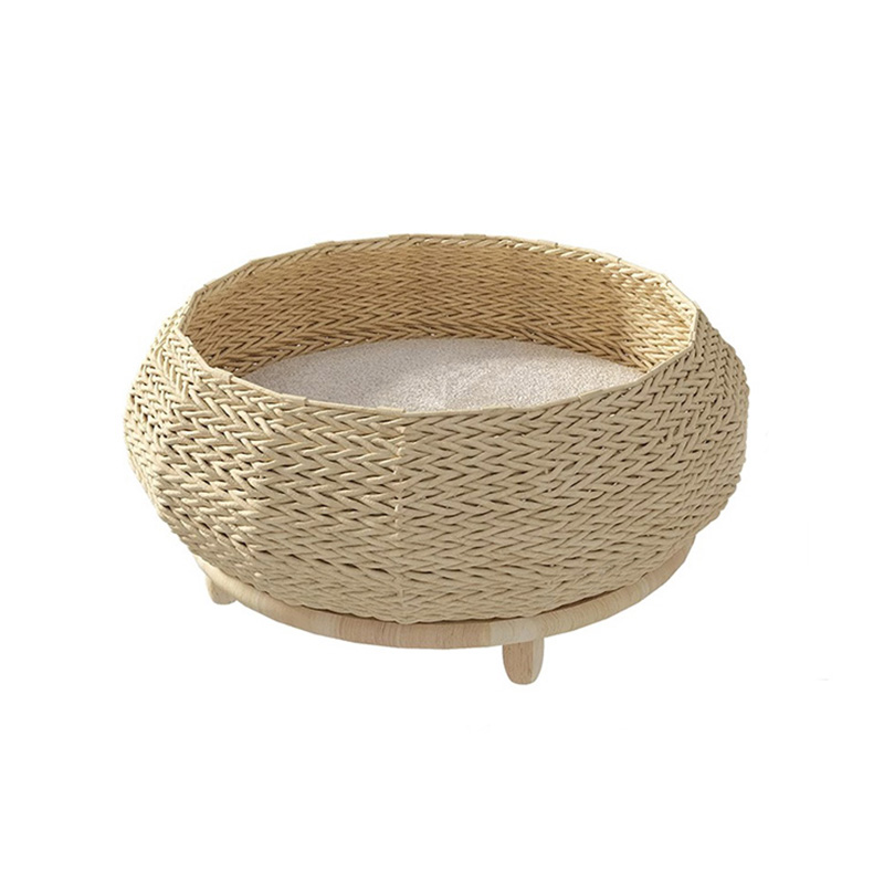 Ručně vyráběné přírodní kraftové papírové hnízdo tkané kočičí postel