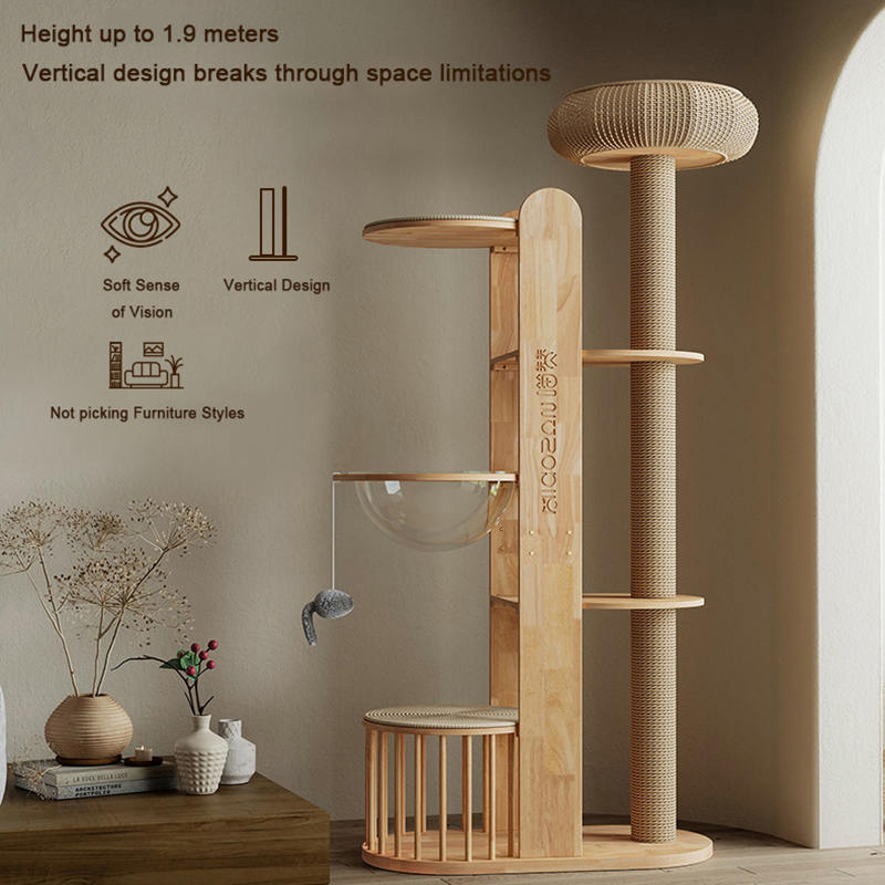 Víceúrovňová dřevěná věž Condo Climbing Frame Cat Tree Víceúrovňová dřevěná věž Condo Climbing Frame Cat Tree