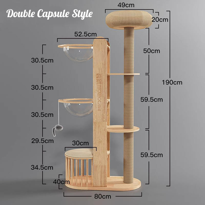 Víceúrovňová dřevěná věž Condo Climbing Frame Cat Tree Víceúrovňová dřevěná věž Condo Climbing Frame Cat Tree